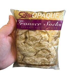 VTG 1991 Silkies Opaque Classic Ribbed Trouser Socks in Cream 2 Pack